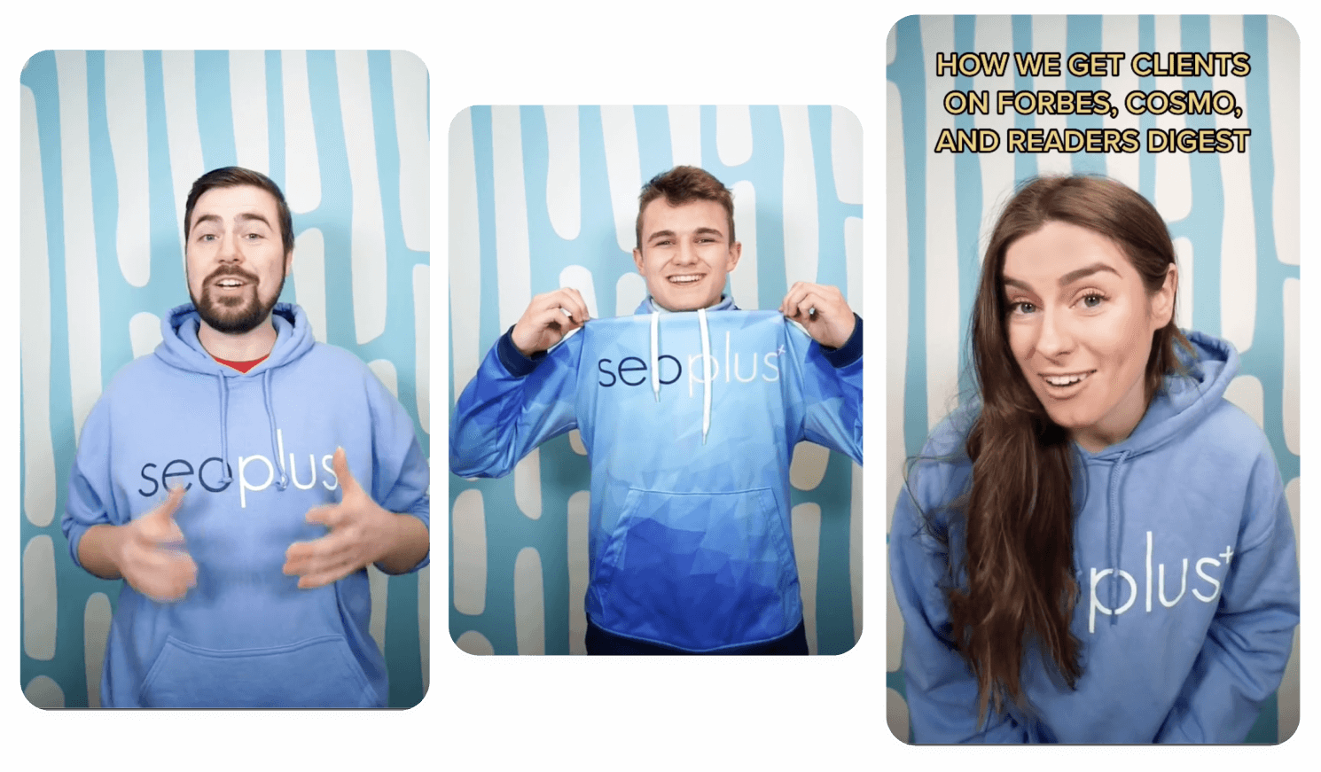 3 screenshots of seoplus+ TikTok videos